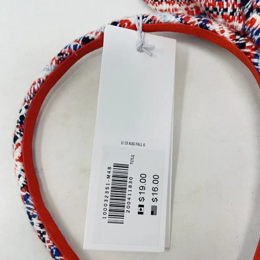 Janie and Jack Baby/Toddler Girls OS Tweed Headband‎ with Bow Red/White/Blue